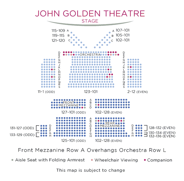 John Golden Theatre (Broadway) Seating Chart