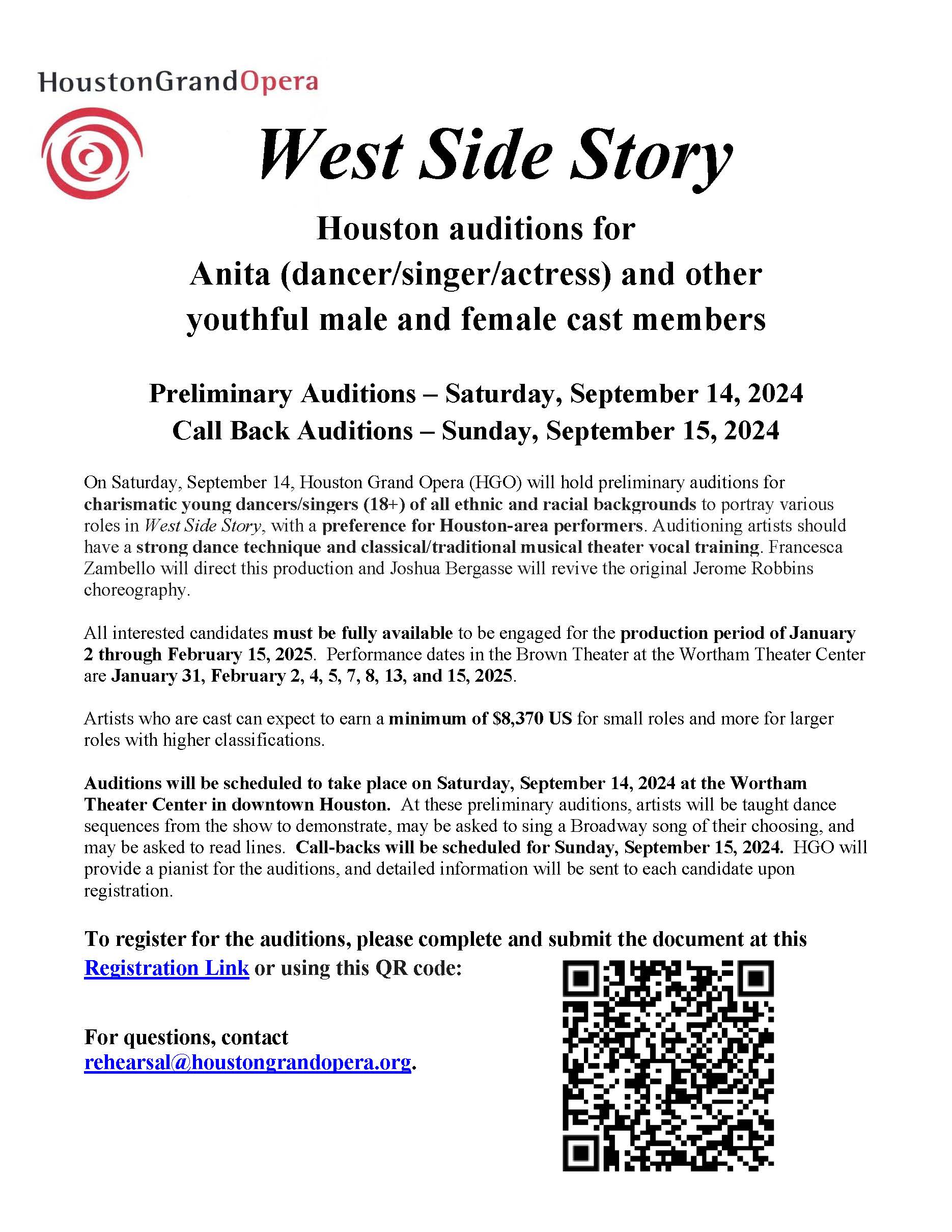 WEST SIDE STORY auditions - Houston Grand Opera