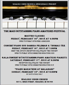 Damira Feldman Produces the First Ever Maui Outstanding Piano Amateurs Festival 