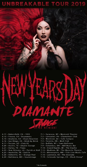 New Years Day Announce 2019 Unbreakable Headline Tour Image