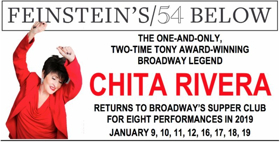Chita Rivera Returns To Feinstein's/54 Below In January 2019 Image