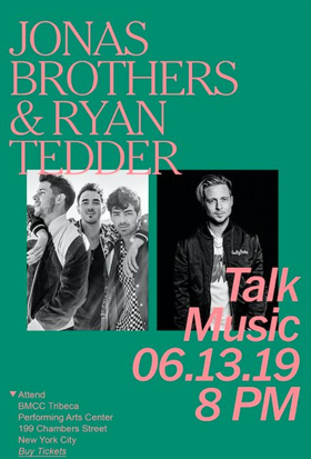 The Jonas Brothers and Ryan Tedder to Discuss Music, Collaboration at TimesTalks 