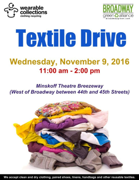 Recycle Your Style! Broadway Green Alliance to Host Fall Textile Drive Next Week Image
