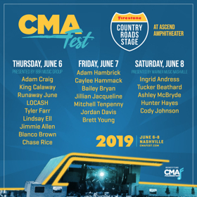 CMA Fest Reveals Lineup For Firestone Country Roads Stage Image