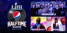Maroon 5, Travis Scott, Big Boi to Perform at the SUPER BOWL HALFTIME SHOW 