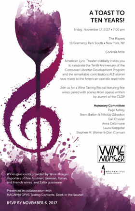 American Lyric Theater Presents A Toast To Ten Years on 11/17 Image