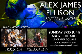 Alex James Ellison To Launch New Single YOURS at Above The Arts, 3 June 