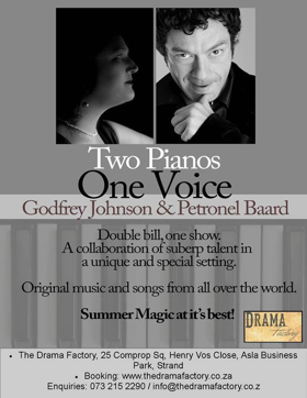 TWO PIANOS, ONE VOICE at The Drama Factory 