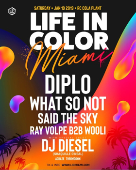 Diplo to Headline LIFE IN COLOR MIAMI 2019 