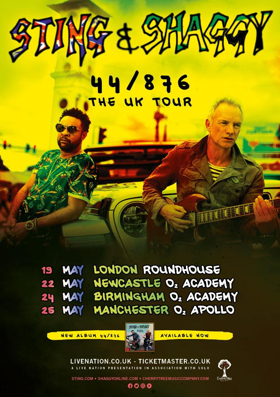Sting & Shaggy Announce 44/876 UK Tour Dates 