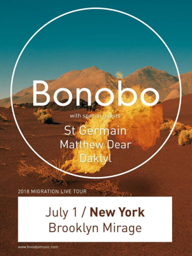 Bonobo Returns to NYC For Special Live Performance at The Brooklyn Mirage on Sunday, July 1 