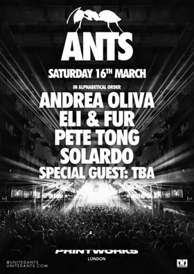 ANTS Confirm Solardo, Pete Tong, Andrea Oliva and Eli & Fur For Printworks Debut Image