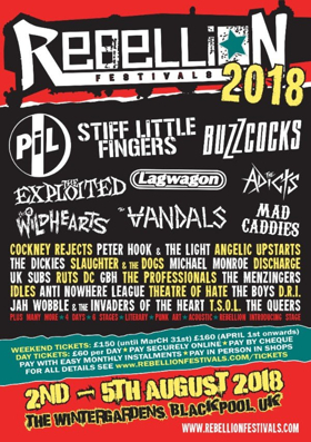 2018 Rebellion Festival Confirms PUBLIC IMAGE LIMITED, THE MENZINGERS, and More! 