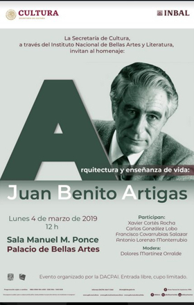 Recordarán al arquitecto Juan Benito Artigas en la Sala Manuel M. Ponce 