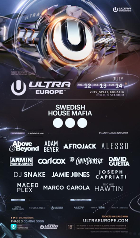 ULTRA Europe Announces Phase Two Lineup, Featuring Afrojack, Alesso, The Chainsmokers Image