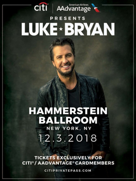 Citi / AAdvantage Presents Luke Bryan At Hammerstein Ballroom  Image