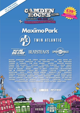 Camden Rocks Festival Returns This June - Max mo Park to Headline Image