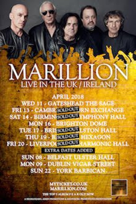 Marillion Add Dates in Ireland and York to Sell-Out UK Tour 
