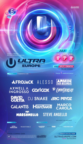 Ultra Europe 2018 Announces Phase One Lineup 