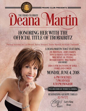 Deana Martin To Be Honored With Trobairitz Title By The Friars Club June 4 in NYC 