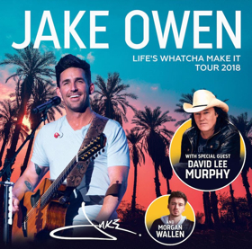 Jake Owen Announces Second Leg of LIFE'S WHATCHA MAKE IT TOUR 2018 with David Lee Murphy and Morgan Wallen Image