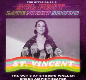 St. Vincent Adds Official 2018 ACL Fest Late Night Show to World Tour 
