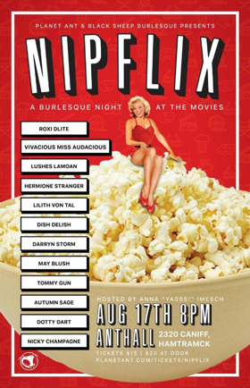 Planet Ant Theatre + Black Sheep Burlesque Present
Nipflix: A Burlesque Night at the Movies  Image