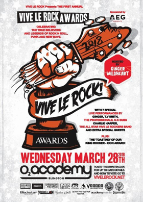 First Annual Vive Le Rock Awards Confirmed for London's O2, March 28 