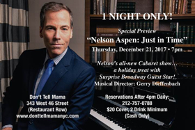 Veteran Entertainer Nelson Aspen to Preview New Cabaret Show JUST IN TIME Image