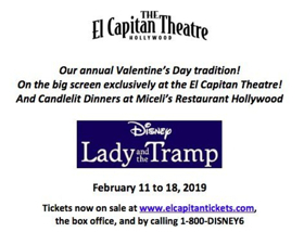 Disney's LADY AND THE TRAMP Comes to El Capitan Theatre 