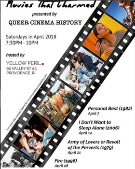 Queer Cinema History to Present “Movies That Charmed” at Yellow Peril on Saturdays in April 2018 