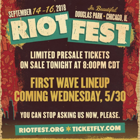 Riot Fest to Pull Back Curtains on 2018 Lineup, Early Bird Presale Tonight  Image