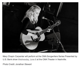 CMA Songwriters Series Set for 6/6 at the CMA Theater in Nashville with Mary Chapin Carpenter, Vince Gill, Mac McAnally and Don Schlitz 