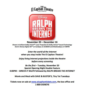 Hollywood's Legendary El Capitan Theatre Presents Special Engagement Of Disney's RALPH BREAKS THE INTERNET Image