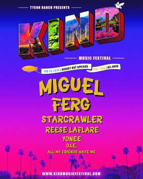 KIND MUSIC FESTIVAL Announces Updated Lineup, Featuring Miguel, Ferg, and More  Image