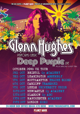 Glenn Hughes performs CLASSIC DEEP PURPLE LIVE + October 2018 UK Tour Image