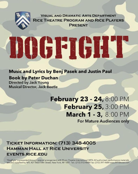 Rice Theatre and Rice Players Present DOGFIGHT  Image