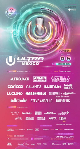 Ultra Mexico 2018's Phase One Lineup Includes Afrojack, Marshmello, and More Image