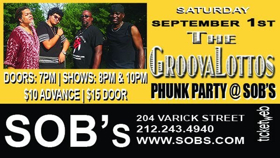 The GroovaLottos Will Play SOB's This Labor Day Weekend 