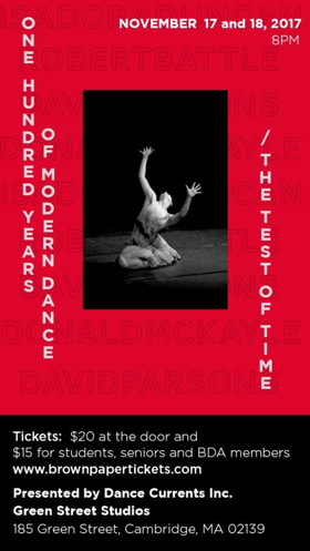 Dance Currents Inc Presents 100 YEARS OF MODERN DANCE/THE TEST OF TIME Image