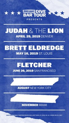 Brett Eldredge, Judah & The Lion Among Lineup for Bud Light Dive Bar Tour  Image