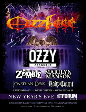 Additional Details Announced For OZZFEST New Year's Eve Los Angeles Spectacular 