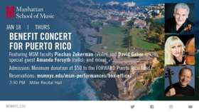 MSM Presents Benefit Concert For Puerto Rico Featuring Pinchas Zukerman 