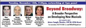 TRU to Host 'BEYOND BROADWAY' December Panel  Image