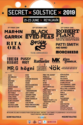 Iceland's Secret Solstice 2019 Announces Phase 2 Lineup With Black Eyed Peas, The Sugarhill Gang, Patti Smith and More 