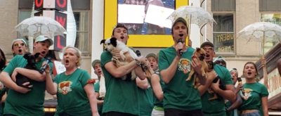VIDEO: Gavin Creel, Charlie Stemp (and a Whole Bunch of Puppies) Take Over Shubert Alley for Broadway Barks Performance! 