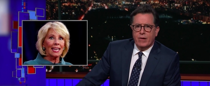 VIDEO: Stephen Colbert Talks About How Betsy DeVos Flunked Her '60 Minutes' Test Video