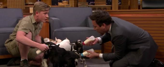 VIDEO: Robert Irwin and Jimmy Fallon Feed Baby Pygmy Goats Video