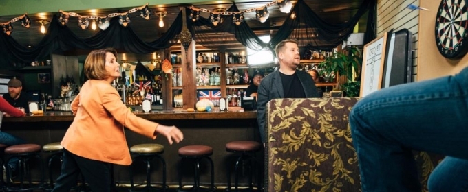 VIDEO: Nancy Pelosi Joins James Corden at the Pub for Darts, Politics & More Video