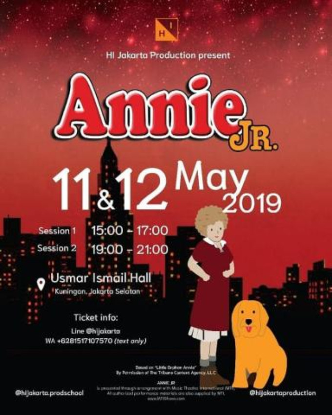 HI JAKARTA's ANNIE JR. Will Bring NYC to Jakarta on May 11th-12th 